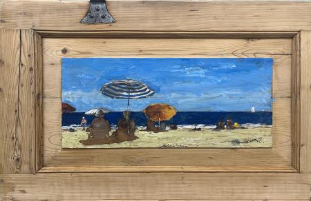 Quadro di Massimo Lomi Spiaggia libera - tempera tavola 
